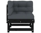 vidaXL Corner Sofa with Cushions Black Solid Wood Pine