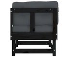 vidaXL Corner Sofa with Cushions Black Solid Wood Pine