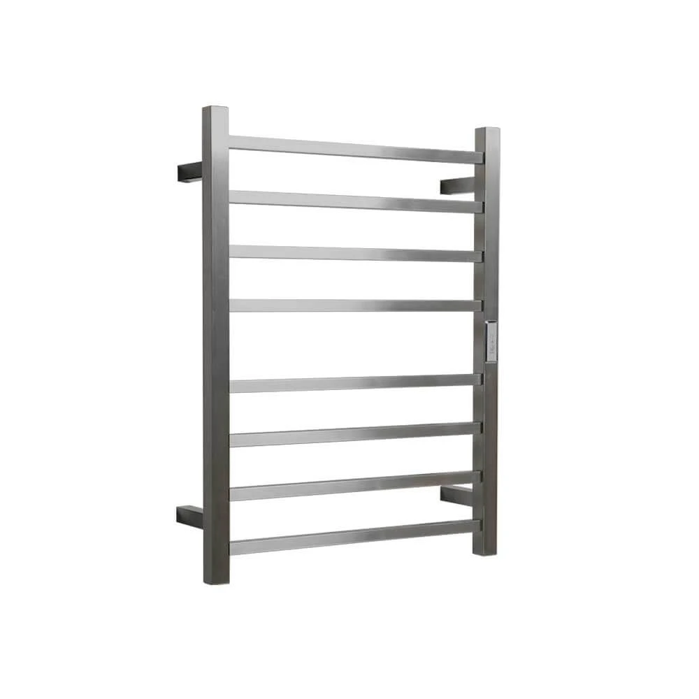 HOTWIRE Hotwire Heated Towel Rail - Square Bar (H700mmxW530mm) with Timer - Brushed Nickel