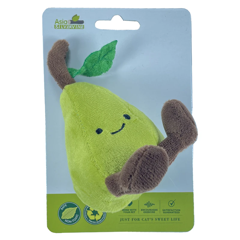 Asiasilvervine Critters Organic Silver Vine Catnip Farm Theme Chew Toy Plush for Cats & Kittens  [Colour: Smiley Pear]