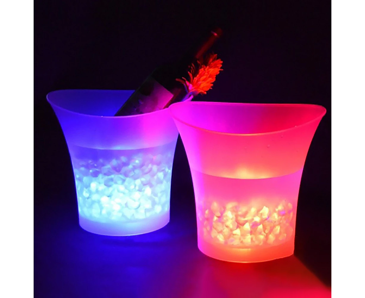 5L Colorful LED Glowing Ice Bucket KTV Bars Wine Champagne Beer Cooler Barware-Colored - Colored