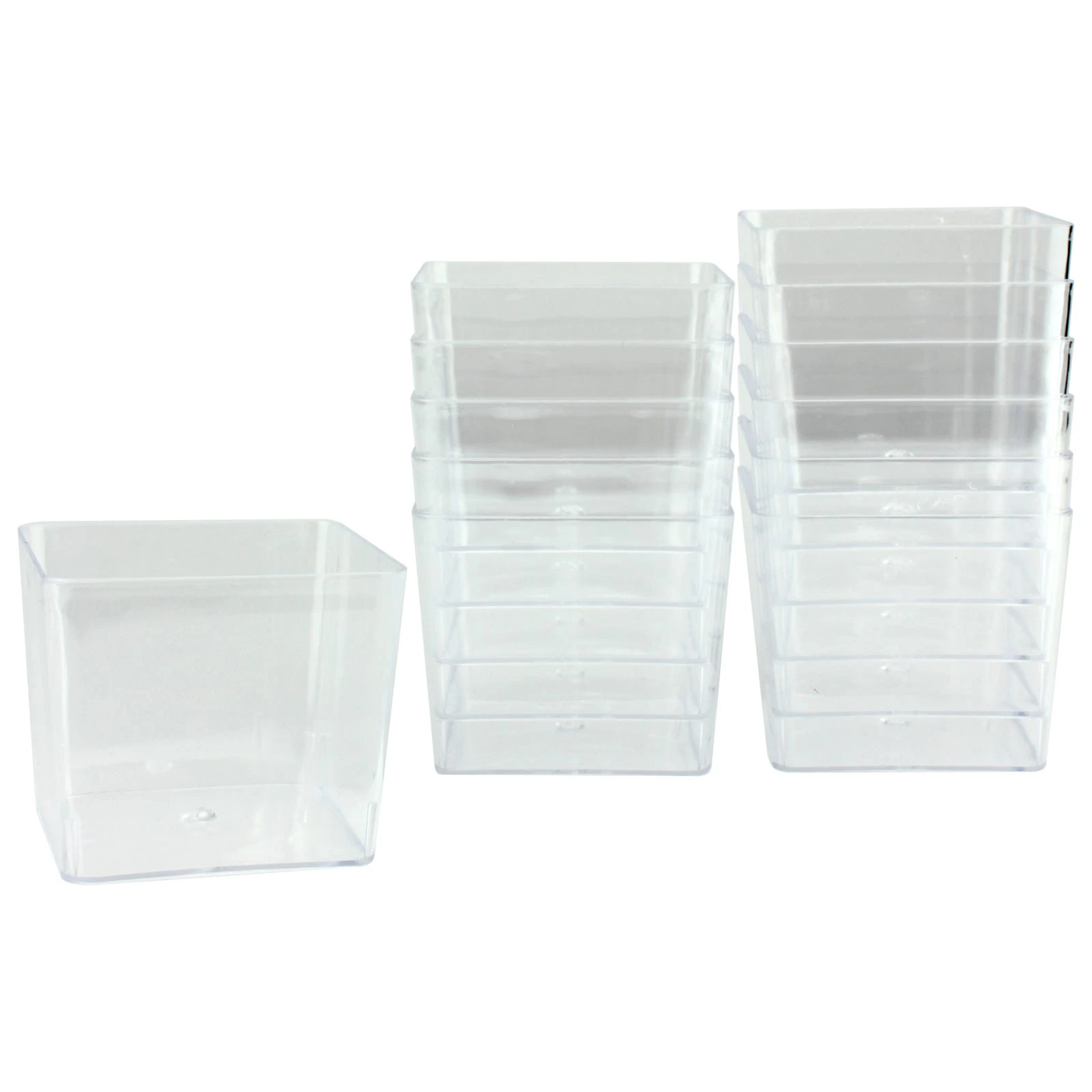 Clear Mini Plastic Square Dessert Cups 150ml (Pack of 12)