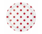 Red and White Polka Dot Small Paper Plates (Pack of 8)