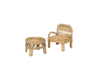 2pc Fabelab Rattan Chair & Table Toy Set Dollhouse Accessory Fun Play For Dolls