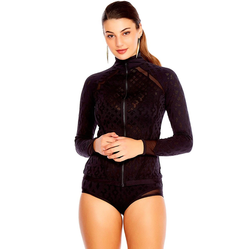 Aqua Blu Luxe Swim Rash Guard A8041LX Black