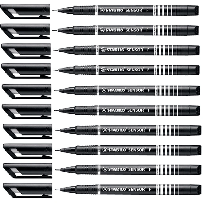 Stabilo Sensor Fineliner Pen Extra Fine 0.3mm Black Box 10