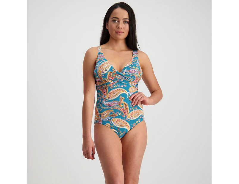 Moontide Hot Paisley Underwire Wrap Swim Suit M4388HP Pine