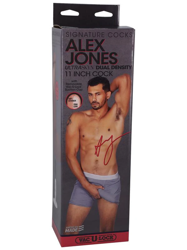 Signature Cocks Alex Jones 11 Realistic Dual Density Dildo For Men And Women Lifelike Veins, Ultraskyn Material Phthalate Free Black - Total Length 11 in. (27.9 cm)  Insertable/Usable Length 9.25 in. (23.5 cm)  Width/Diameter 2 in. (5.1 cm)