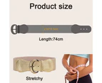 2 pcs Women Stretchy Wide Waist Belt for Dress Ladies Elastic Belt Hook Buckle - Black+gold