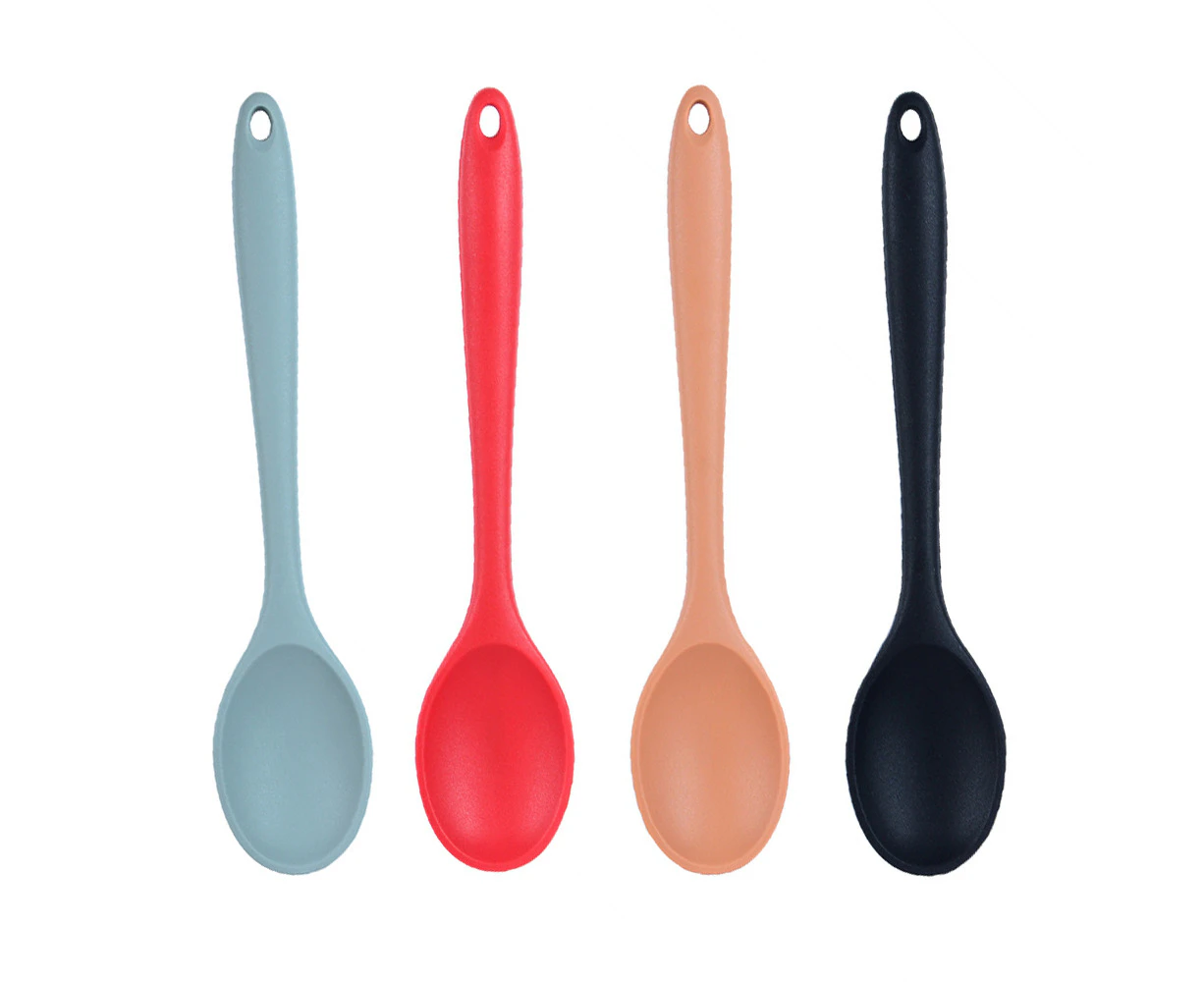 4 Pieces Silicone Nonstick Mixing Spoons Heat Resistant Silicone Utensil Spoons Silicone Basting Serving Spoon