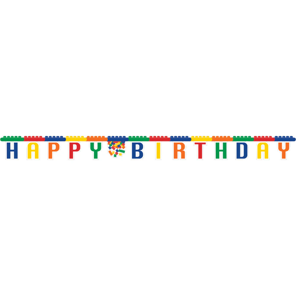 Building Block Party Supplies Happy Birthday Banner