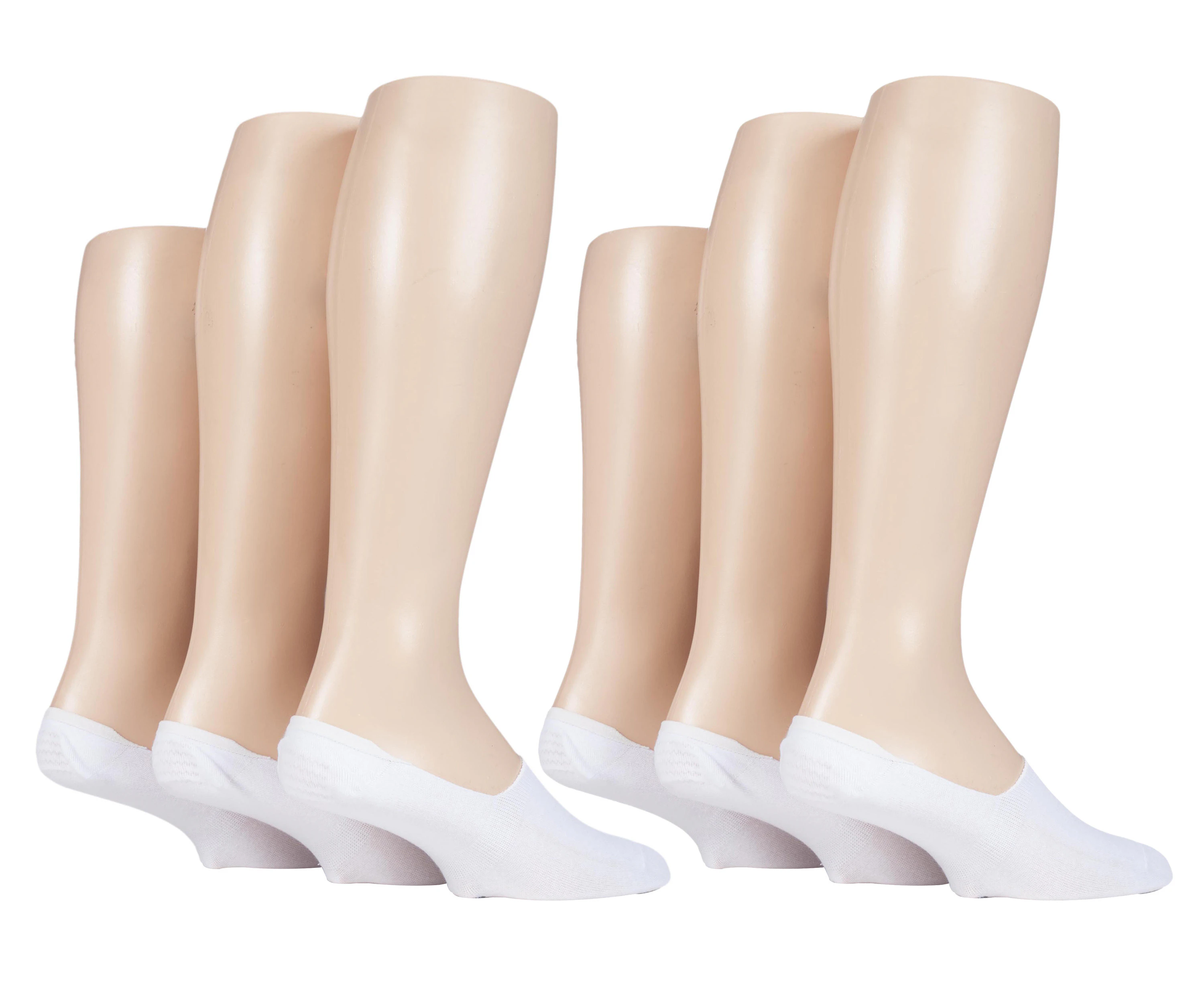 Gentle Grip - Mens 6 Pair Multipack Invisible No Show Silicone Grip Soft Touch - White