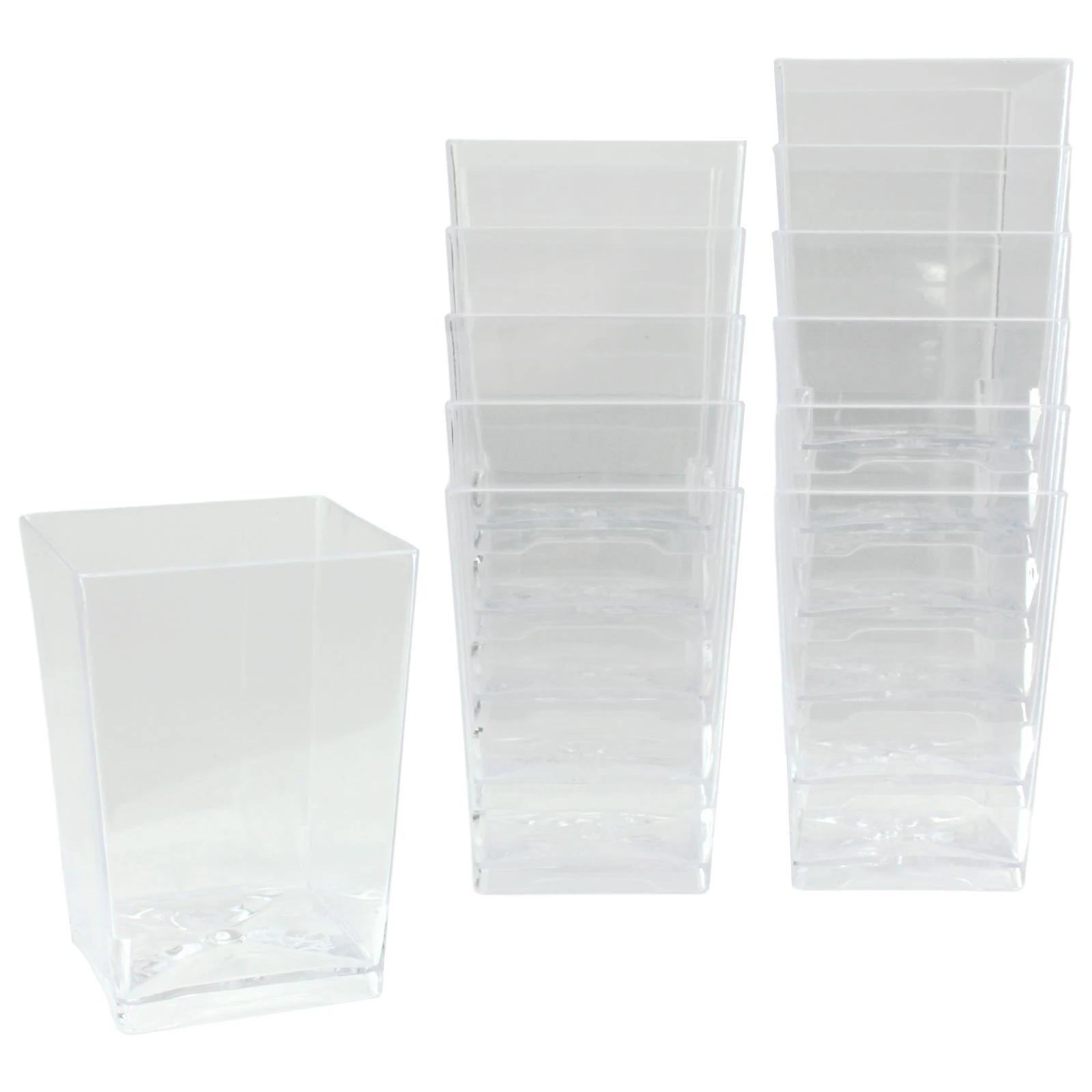 Clear Mini Plastic Square Dessert Cups 125ml (Pack of 12)