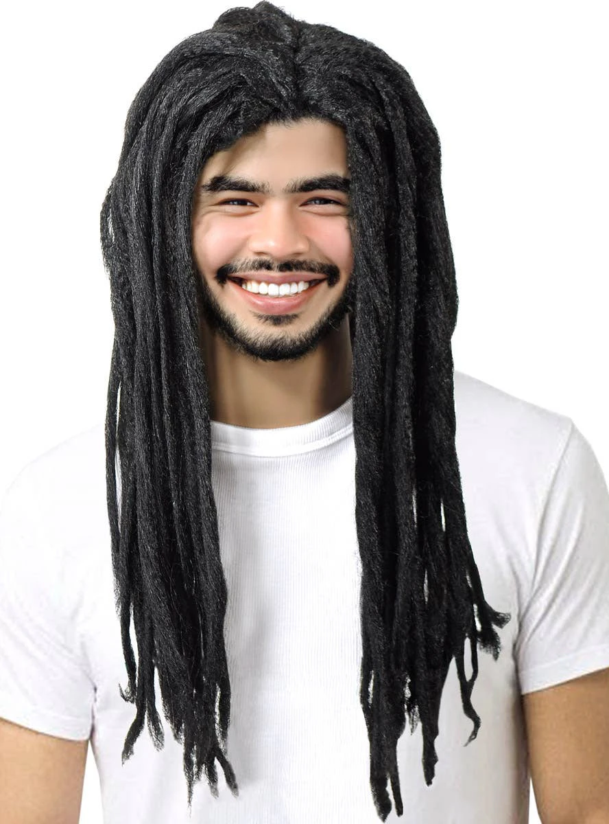 Long Black Rasta Men's Dreadlocks Costume Wig - Genuine Heaven Costumes - New