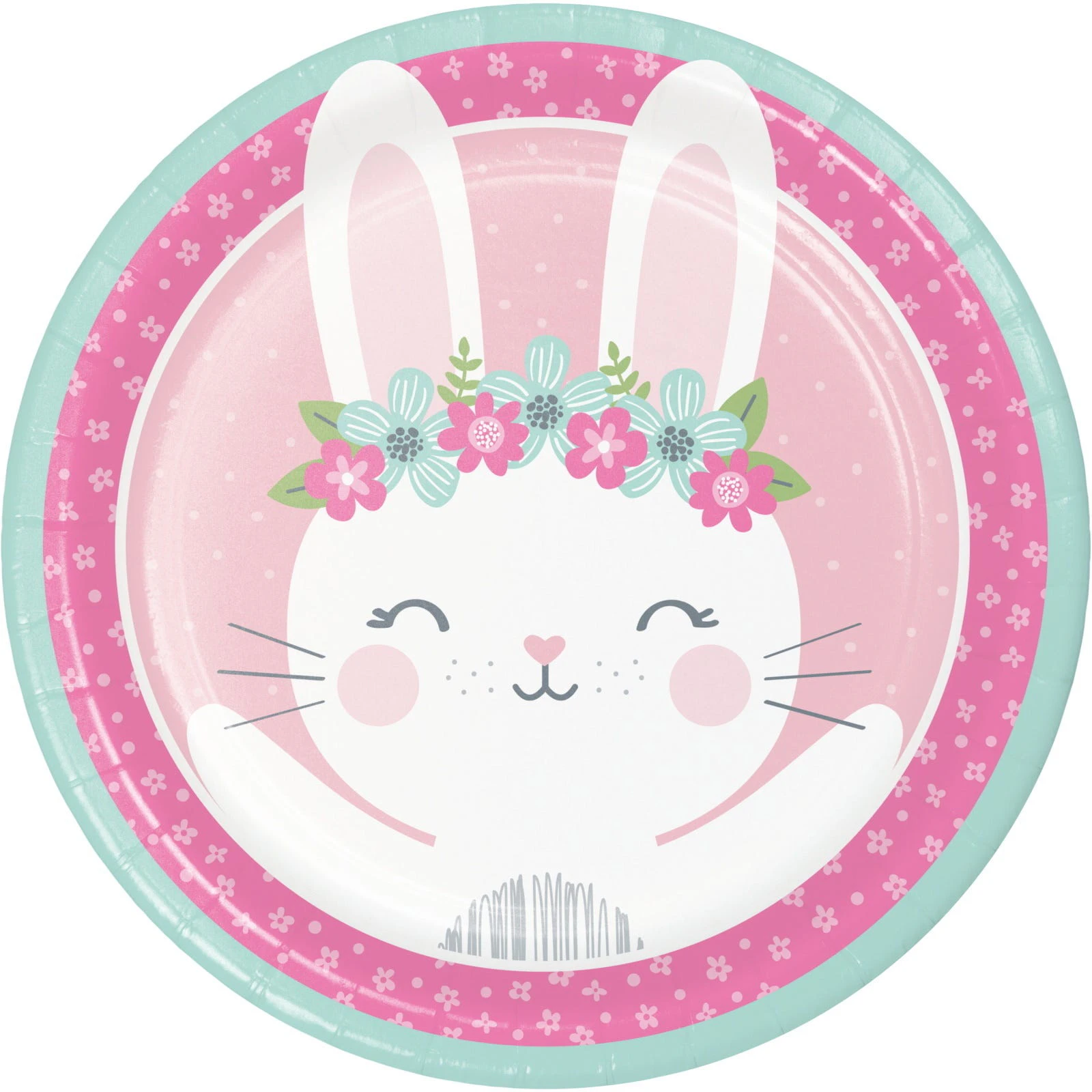 Floral Bunny Large Paper Plates (Pack of 8)