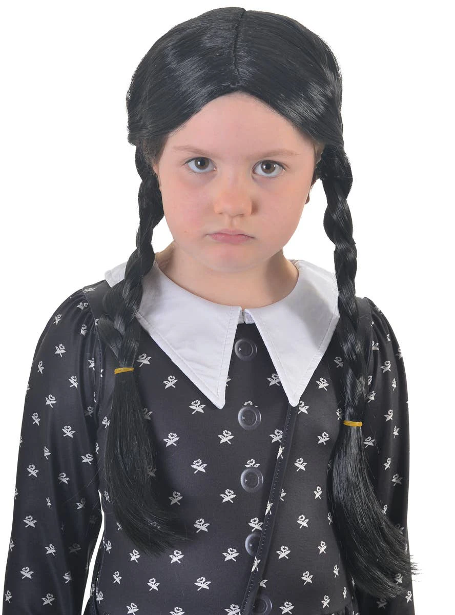 Plaited Wednesday Addams Girl's Halloween Costume Wig - Genuine Heaven Costumes - New