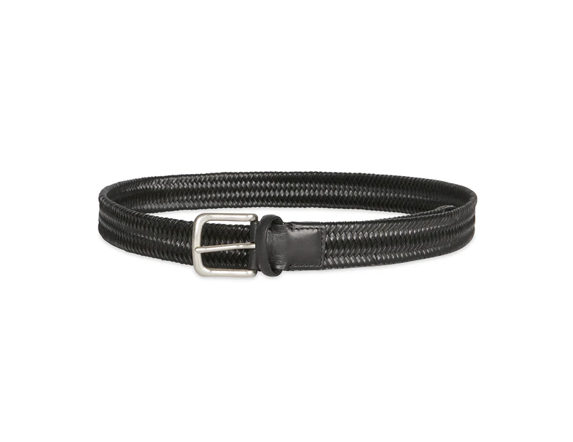 Ben Sherman Men's Woven/Braided Pin Buckle Casual Fashion Belt Black - Black