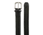 Ben Sherman Men's Woven/Braided Pin Buckle Casual Fashion Belt Black - Black