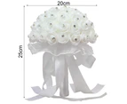 Exquisite Bouquet Flower Soft Ribbon Faux Silk Flower Stylish Bright-colored Holding Flower for Engagement White