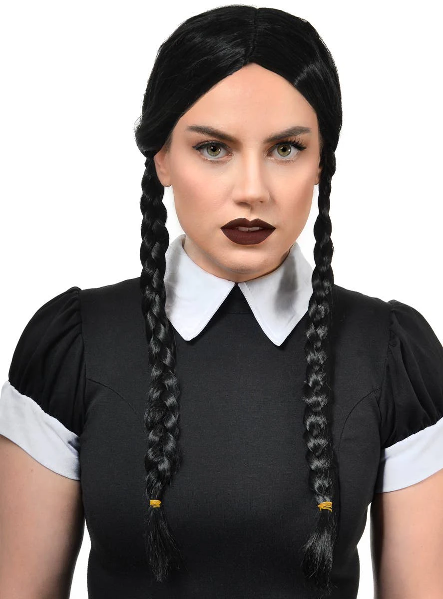 Wednesday Addams Women's Braided Halloween Costume Wig - Genuine Heaven Costumes - New