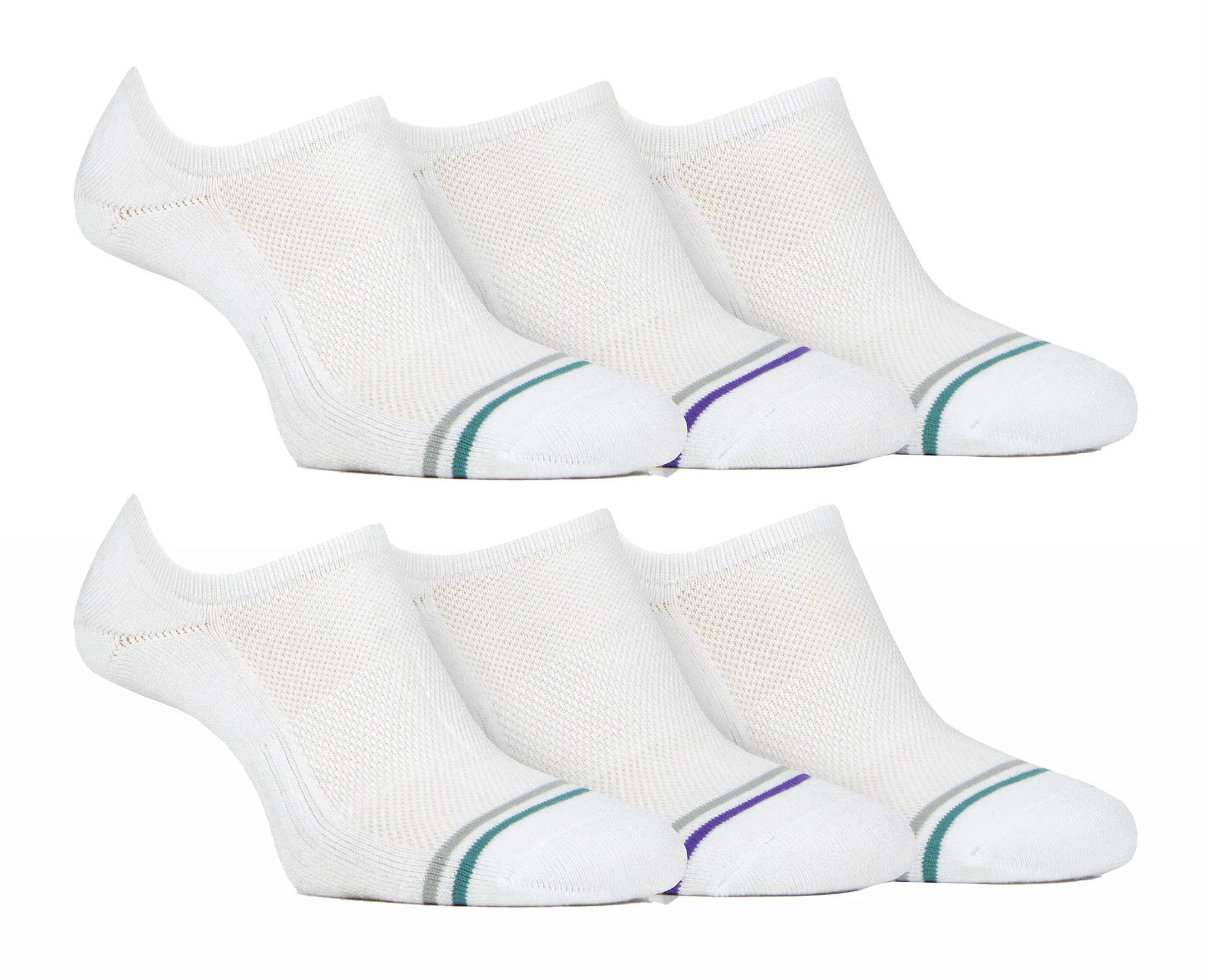 Mens Bamboo No Show Invisible Socks | Farah | 6 Pack | Low Cut Non Slip Cushioned Socks for Gym (6-11, White) - White