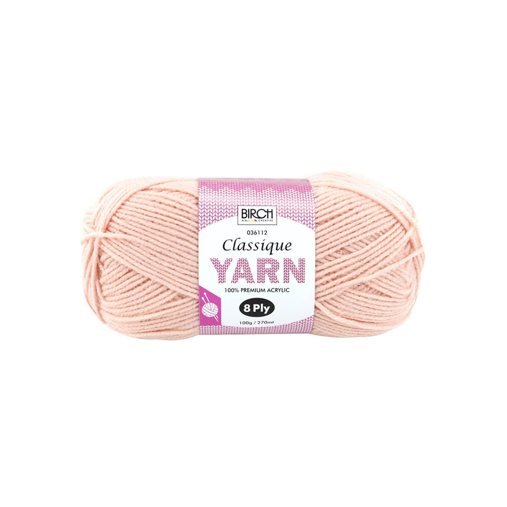 Birch Creative Classique Knitting Yarn - Peach 100g*