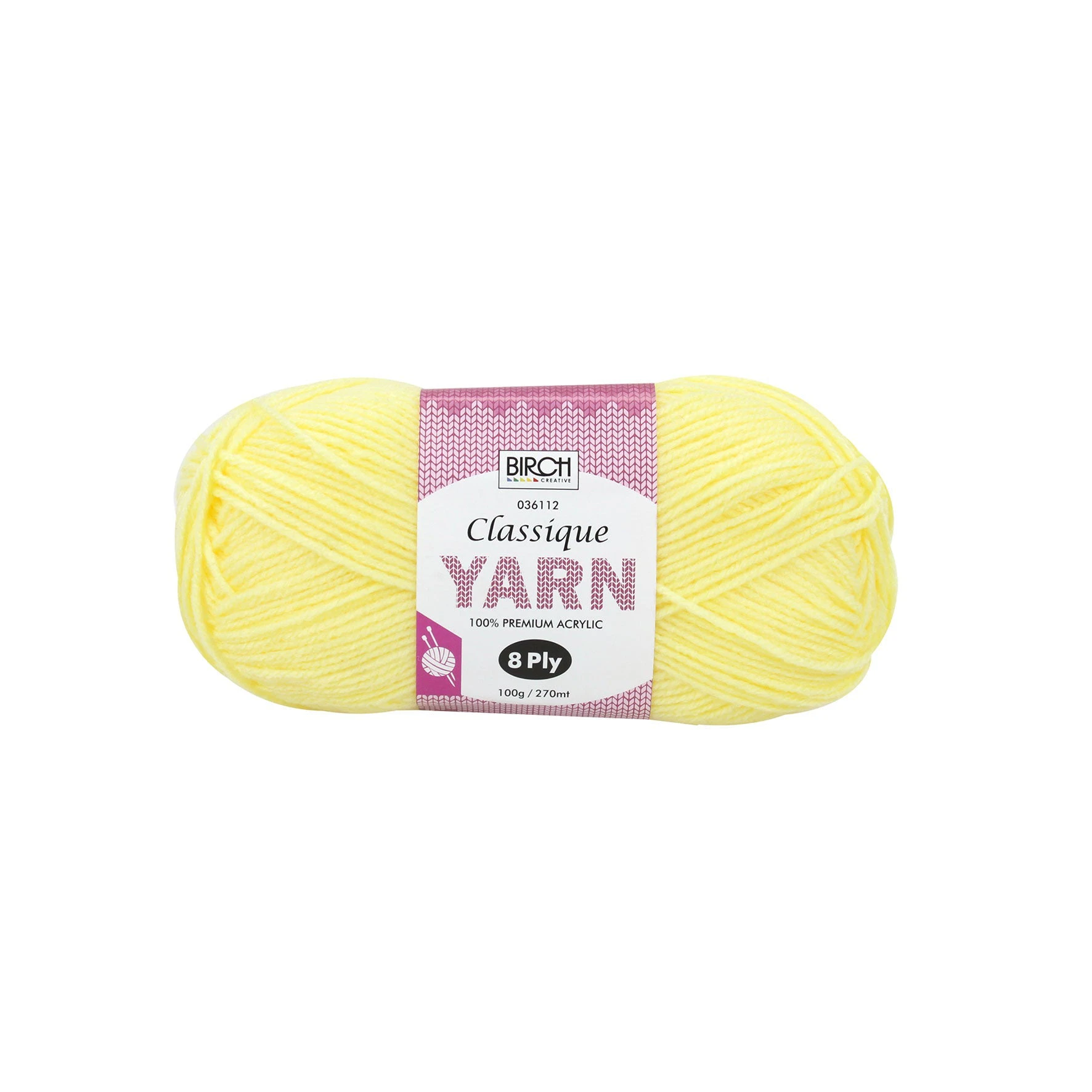 Birch Creative Classique Knitting Yarn - Lemon 100g*