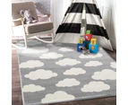 Power Loomed Piccolo  Grey White  Cloud Kids Rug