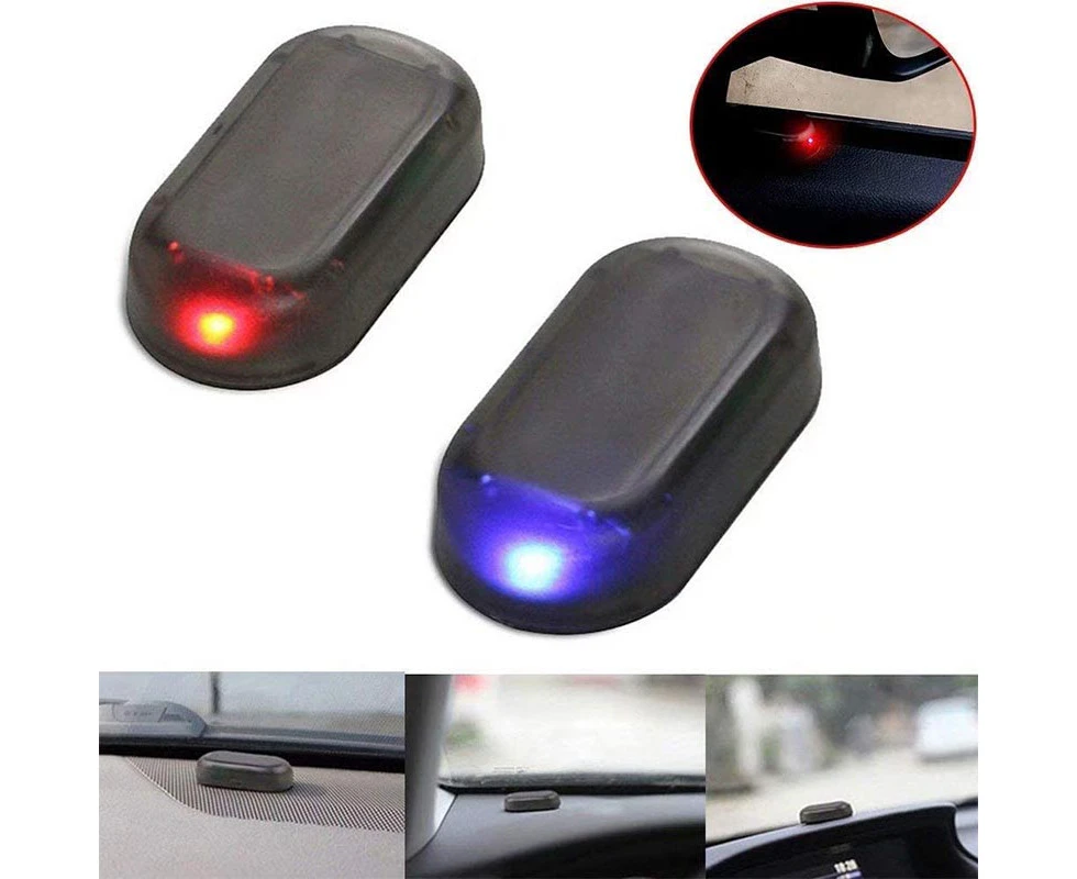 WIWU 2Pcs Car Solar Power Simulated Alarm Anti-Theft LED Flashing Security Light Fake Lamp