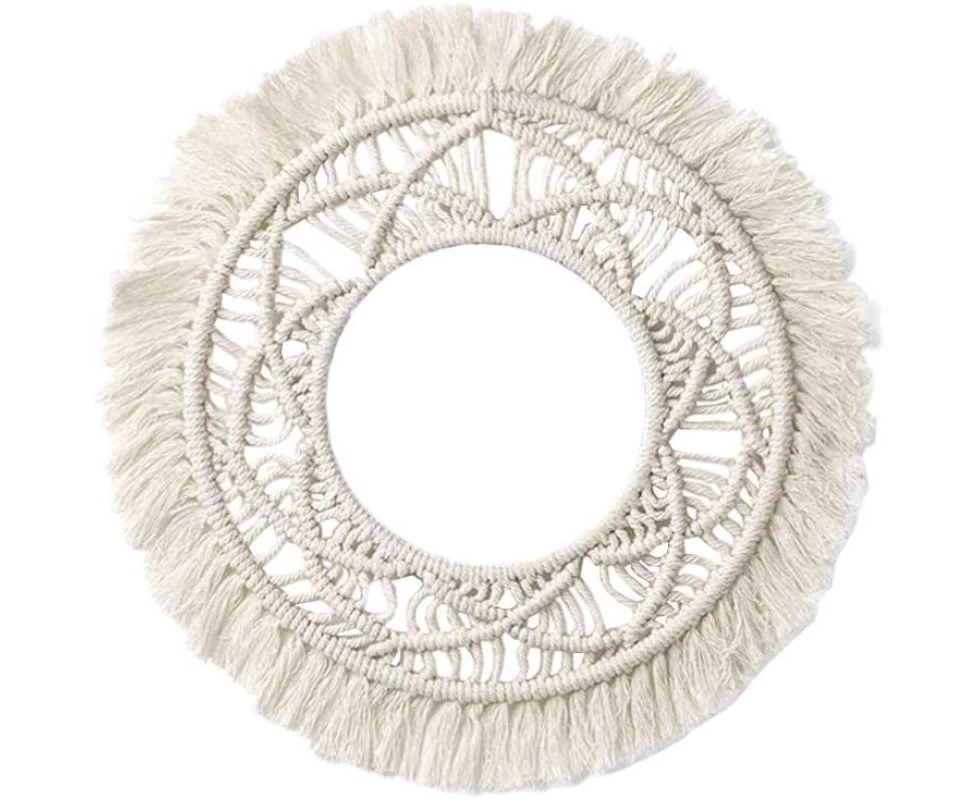 Round Macrame Wall Decor Handmade Woven Wall Hanging Wall Art Decorations for Apartment Living Room Bedroom Baby Nursery