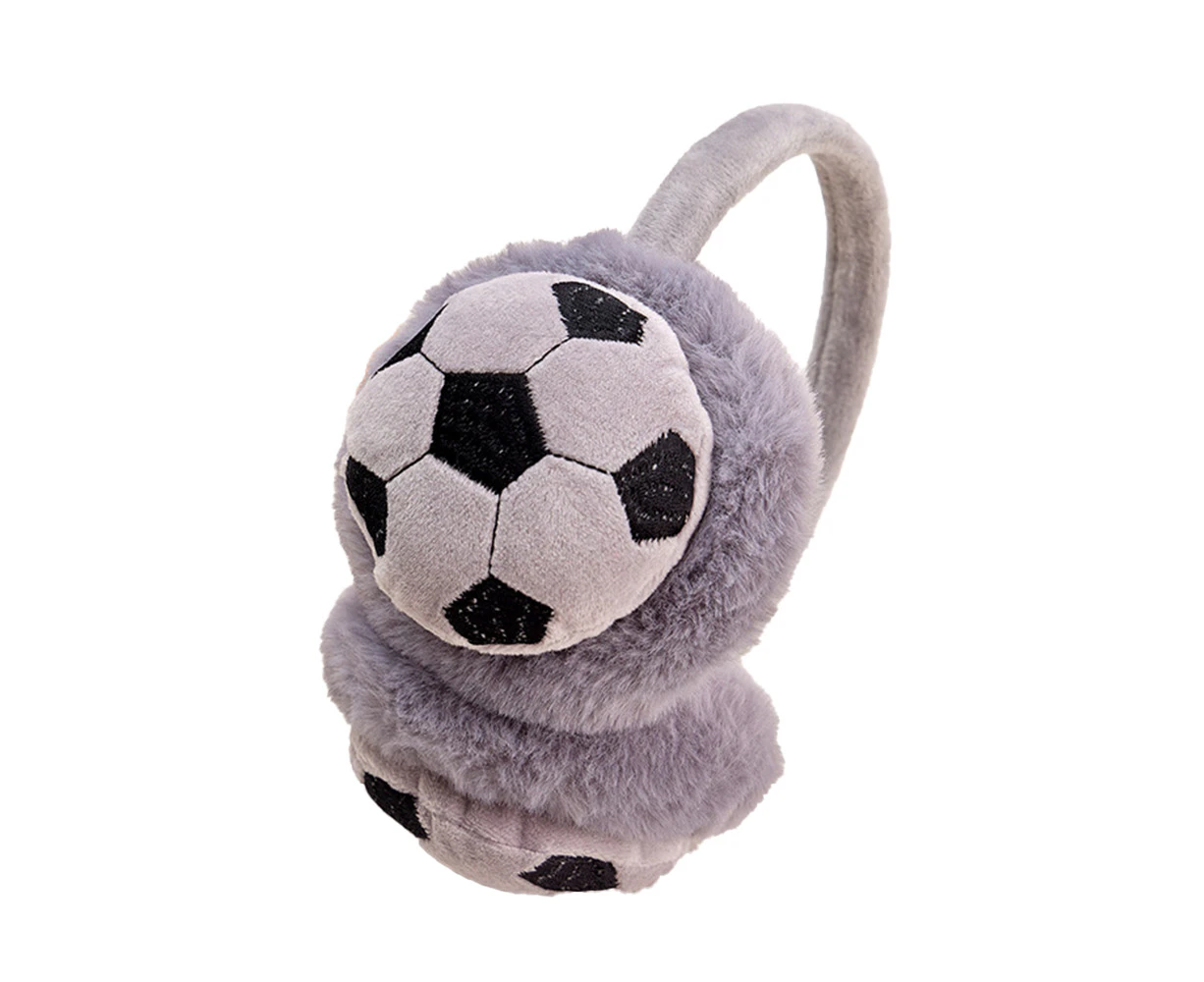 Children winter warm soft plush earmuffs Boys and girls outdoor football earmuffs - Grey