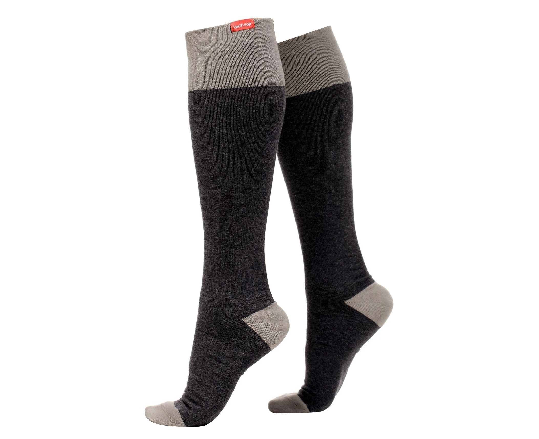 Graduated Compression Socks 20-30 mmhg | VIM&VIGR | Men & Women | Multipurpose Cotton Socks for Pregnancy, Sports, DVT, Swollen Legs - Dark & Light Grey