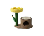 Catio Pet Cat Log Scratcher House w/ Yellow Camelia Scratching Tree Furniture