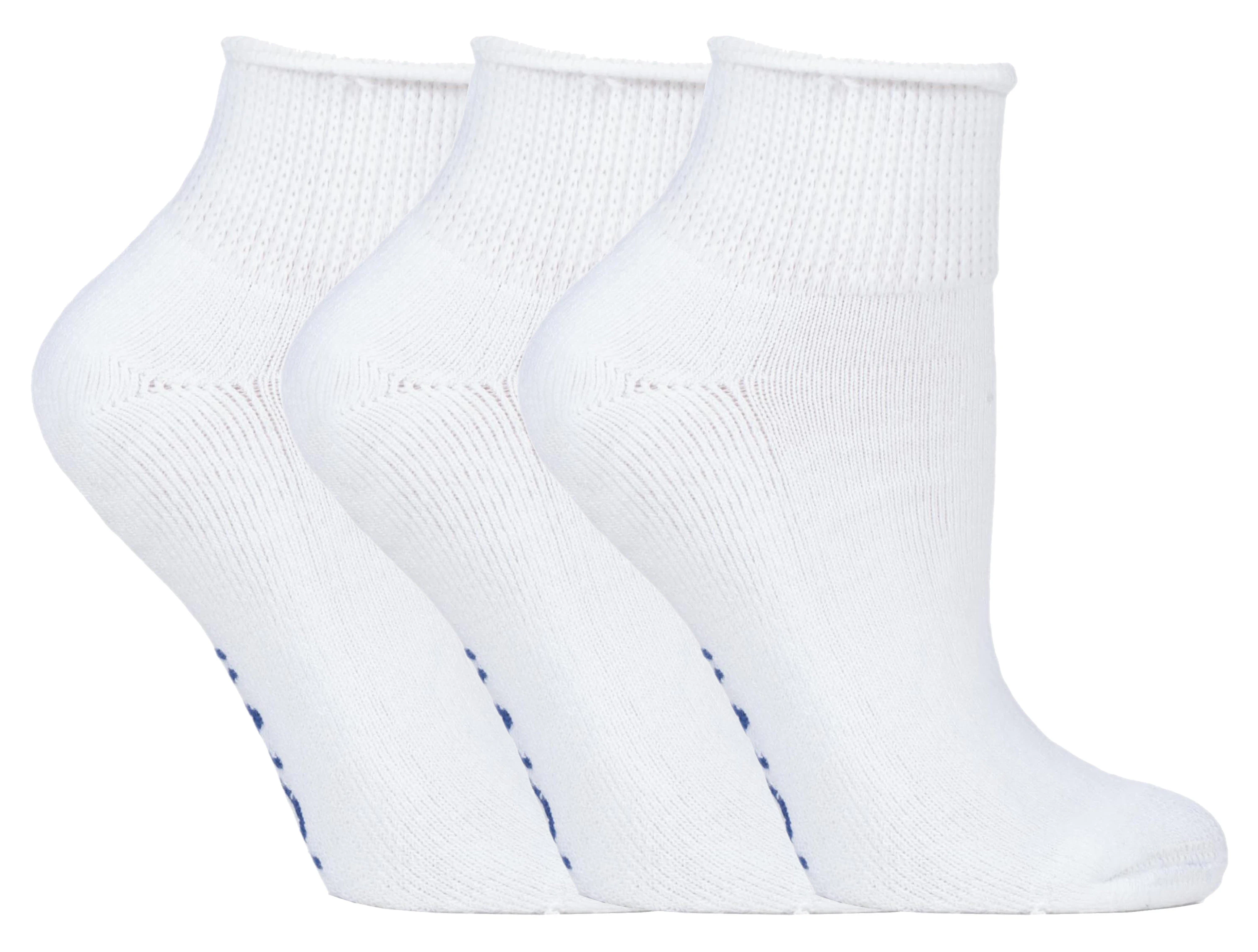 3 Pairs Cotton Cushioned Diabetic Socks for Swollen Feet and Legs - White