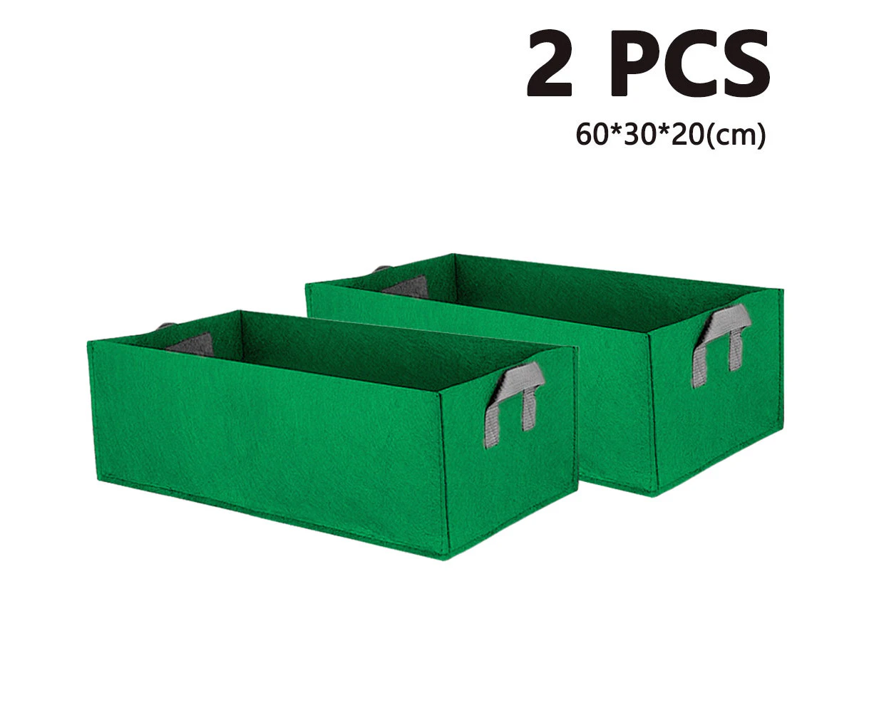 2 pieces plant growing bag nonwoven planting bag with handles for potatoes tomatoes and strawberries - Grass green