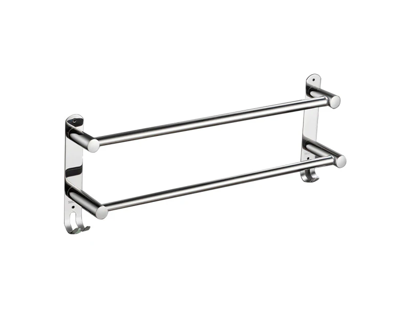 Viviendo Stylish Stainless Steel Adjustable Bathroom Towel Rack Rail Holder with Hooks  2 Tiers