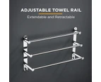 Viviendo Stylish Stainless Steel Adjustable Bathroom Towel Rack Rail Holder with Hooks  2 Tiers