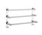 Viviendo Stylish Stainless Steel Adjustable Bathroom Towel Rack Rail Holder with Hooks  3 Tiers