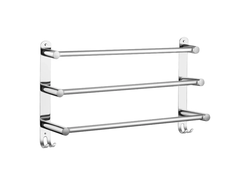 Viviendo Stylish Stainless Steel Adjustable Bathroom Towel Rack Rail Holder with Hooks  3 Tiers