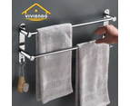 Viviendo Stylish Stainless Steel Adjustable Bathroom Towel Rack Rail Holder with Hooks  2 Tiers