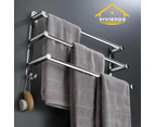 Viviendo Stylish Stainless Steel Adjustable Bathroom Towel Rack Rail Holder with Hooks  2 Tiers