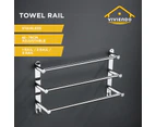 Viviendo Stylish Stainless Steel Adjustable Bathroom Towel Rack Rail Holder with Hooks  3 Tiers