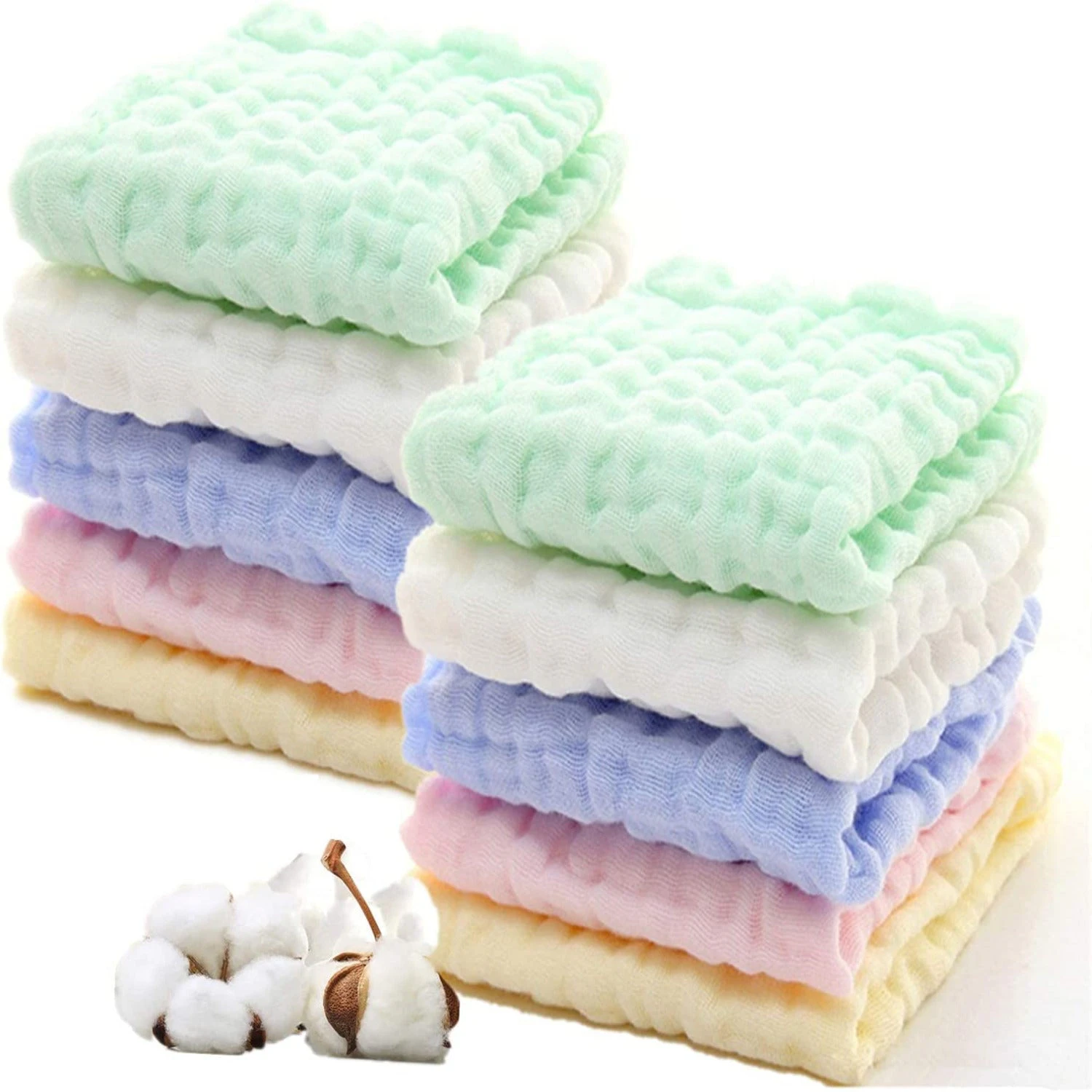 Baby Muslin Washcloths, Cotton Bath Towel, Soft Newborn Baby Face Wipes For Shower Gift, 10 Pack