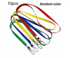 10Pcs Name Card Key Lanyard Metal Clasp Clip Anti-loss Neck Hanging Strap Holder-Random Color