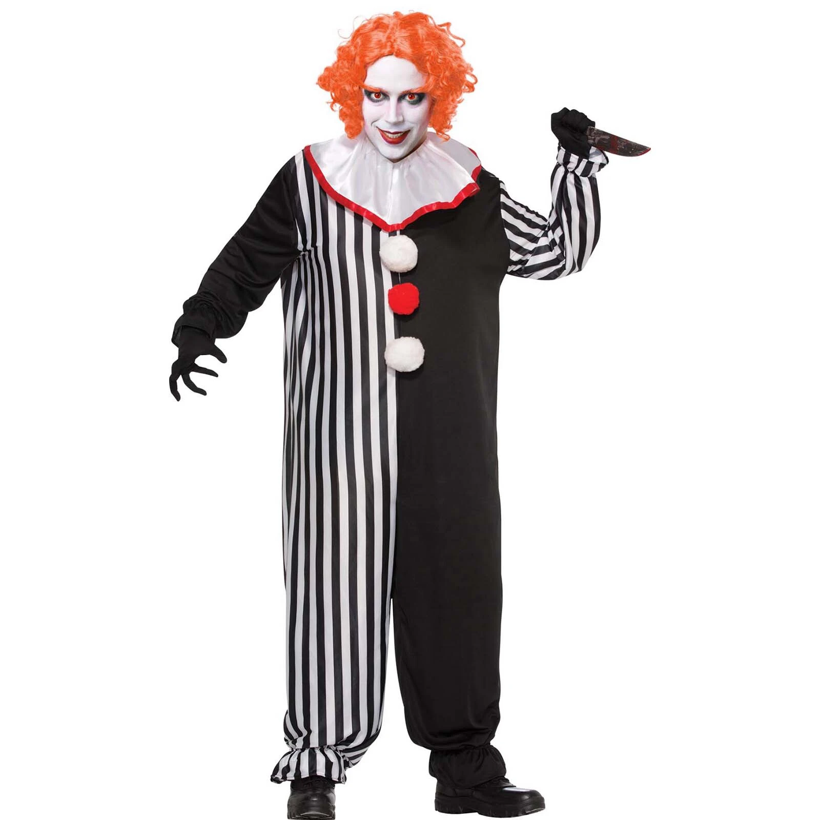 Black & White Clown Circus Costume (Freaky) - Adult