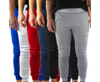 3x Mens Fleece Skinny Track Pants Jogger Gym Casual Sweat Warm - Assorted Colours