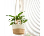 Cotton Rope Wall Hanging Woven Planter Storage Basket Home Garden Ornament-Khaki