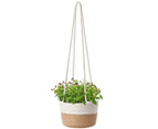 Cotton Rope Wall Hanging Woven Planter Storage Basket Home Garden Ornament-Khaki