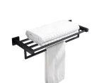 600mm Black Towel Shelf Double Bar Rack Rail Holder Wall Mount SS304