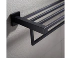 600mm Black Towel Shelf Double Bar Rack Rail Holder Wall Mount SS304